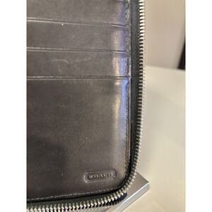 Vintage Coach Black Leather & Fabric Full Zip Men's Organizer Travel Wallet
